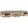 Outdoor-Sofagarnitur mit Kissen 8 pcs Natur und Hellgrau