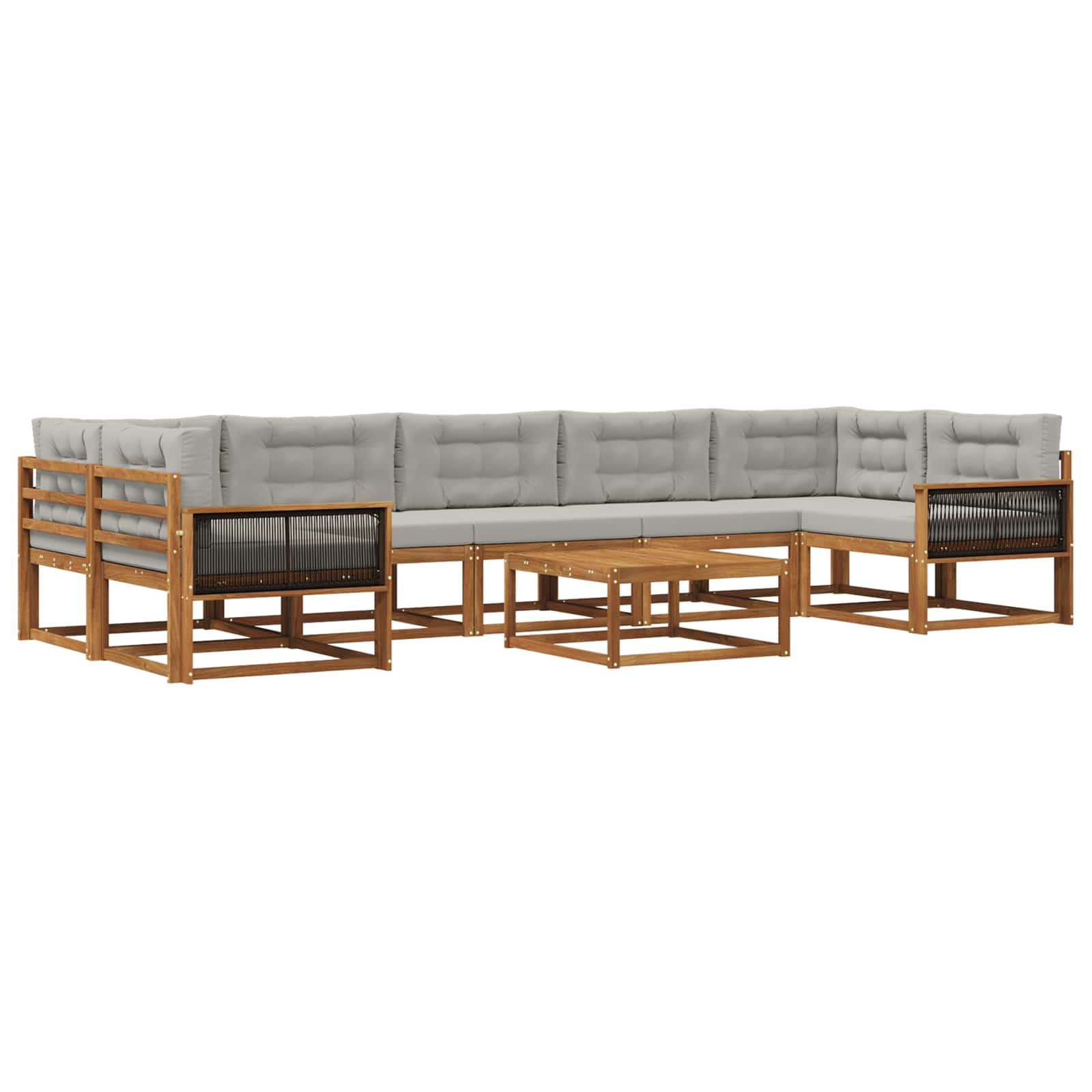 Outdoor-Sofagarnitur mit Kissen 8 pcs Natur und Hellgrau