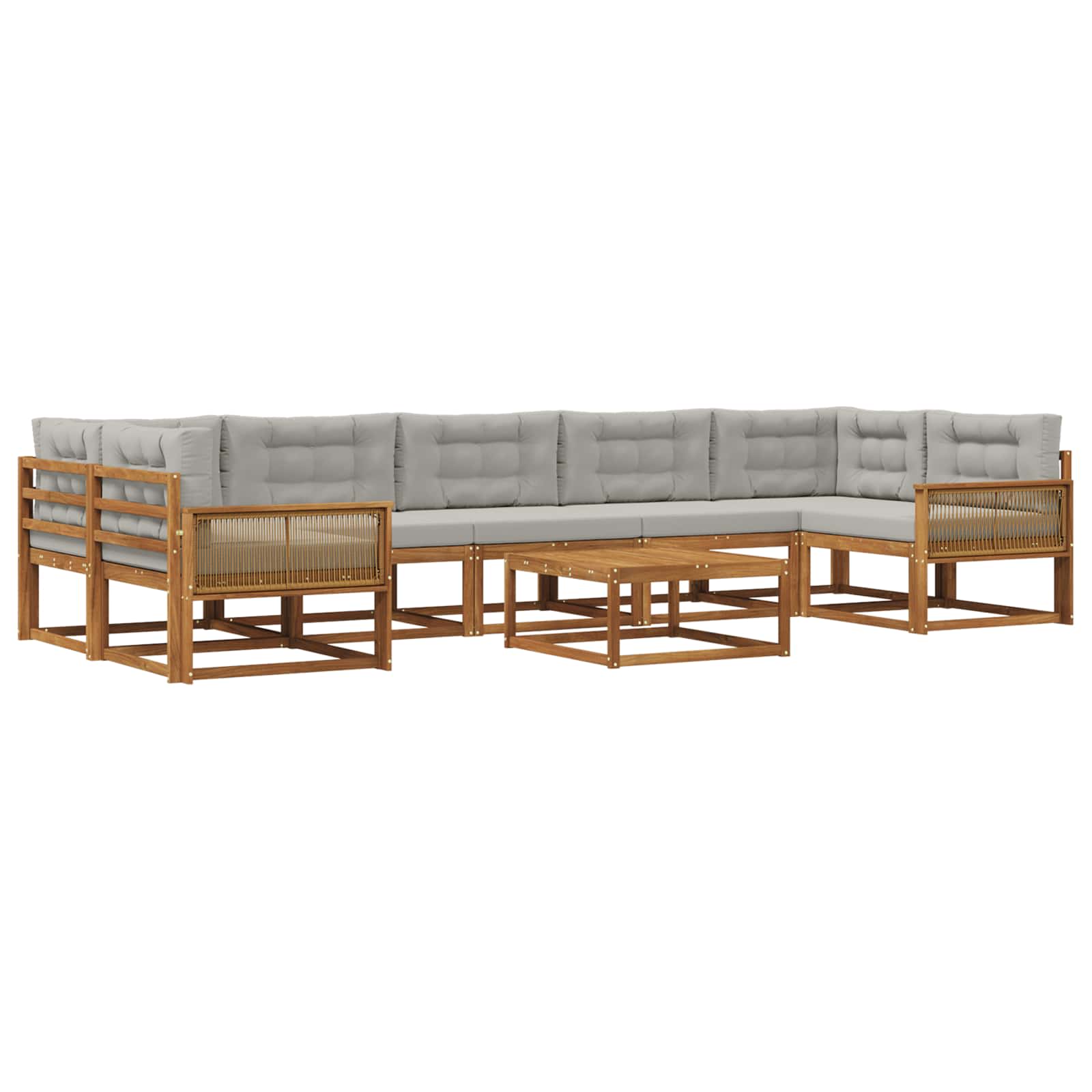 Outdoor-Sofagarnitur 8 pcs Natur und Hellgrau