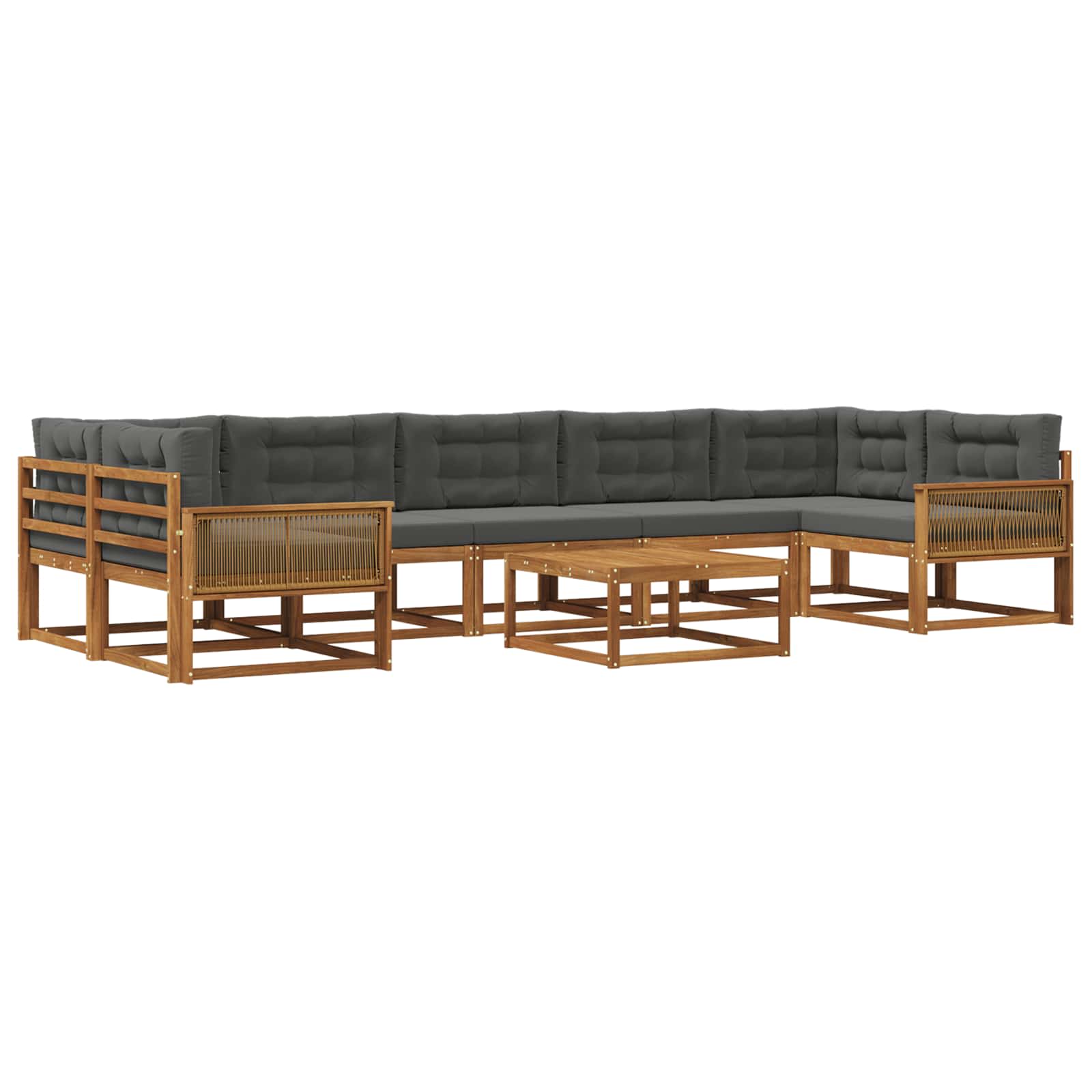 Outdoor-Sofagarnitur mit Kissen 8 pcs Natur und Anthrazit
