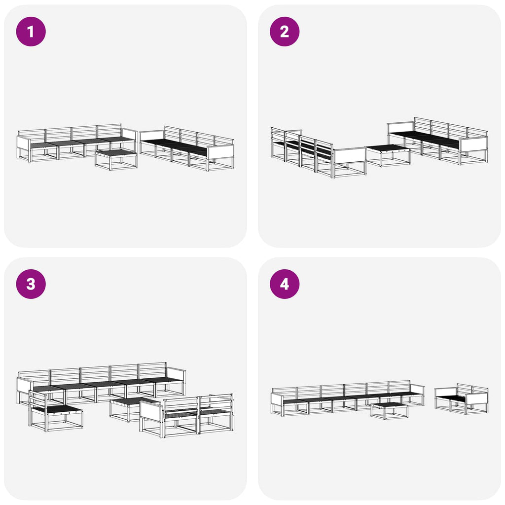 Outdoor-Sofagarnitur 9 pcs Natur Massivholz Akazie