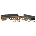 Outdoor-Sofagarnitur mit Kissen 9 pcs Natur und Anthrazit