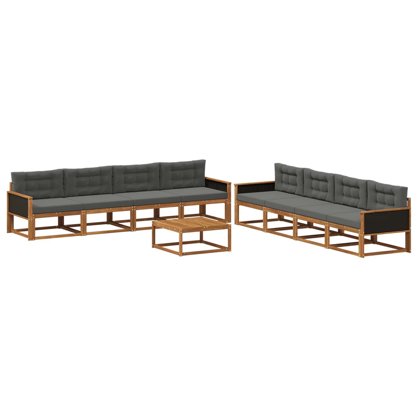 Outdoor-Sofagarnitur mit Kissen 9 pcs Natur und Anthrazit