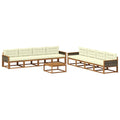 Outdoor-Sofagarnitur mit Kissen 9 pcs Natur und Creme