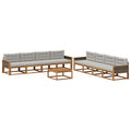 Outdoor-Sofagarnitur mit Kissen 9 pcs Natur und Hellgrau