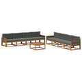 Outdoor-Sofagarnitur mit Kissen 9 pcs Natur und Anthrazit