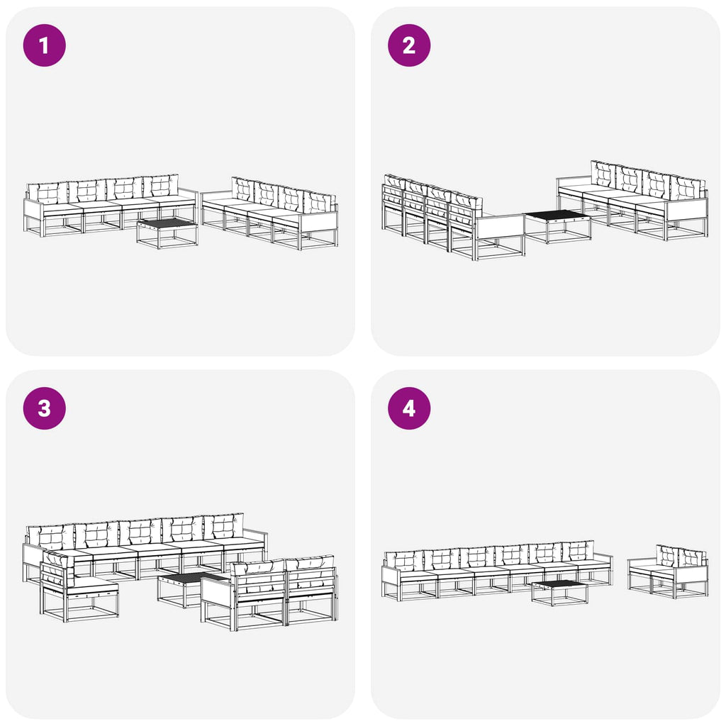 Outdoor-Sofagarnitur mit Kissen 9 pcs Natur und Anthrazit
