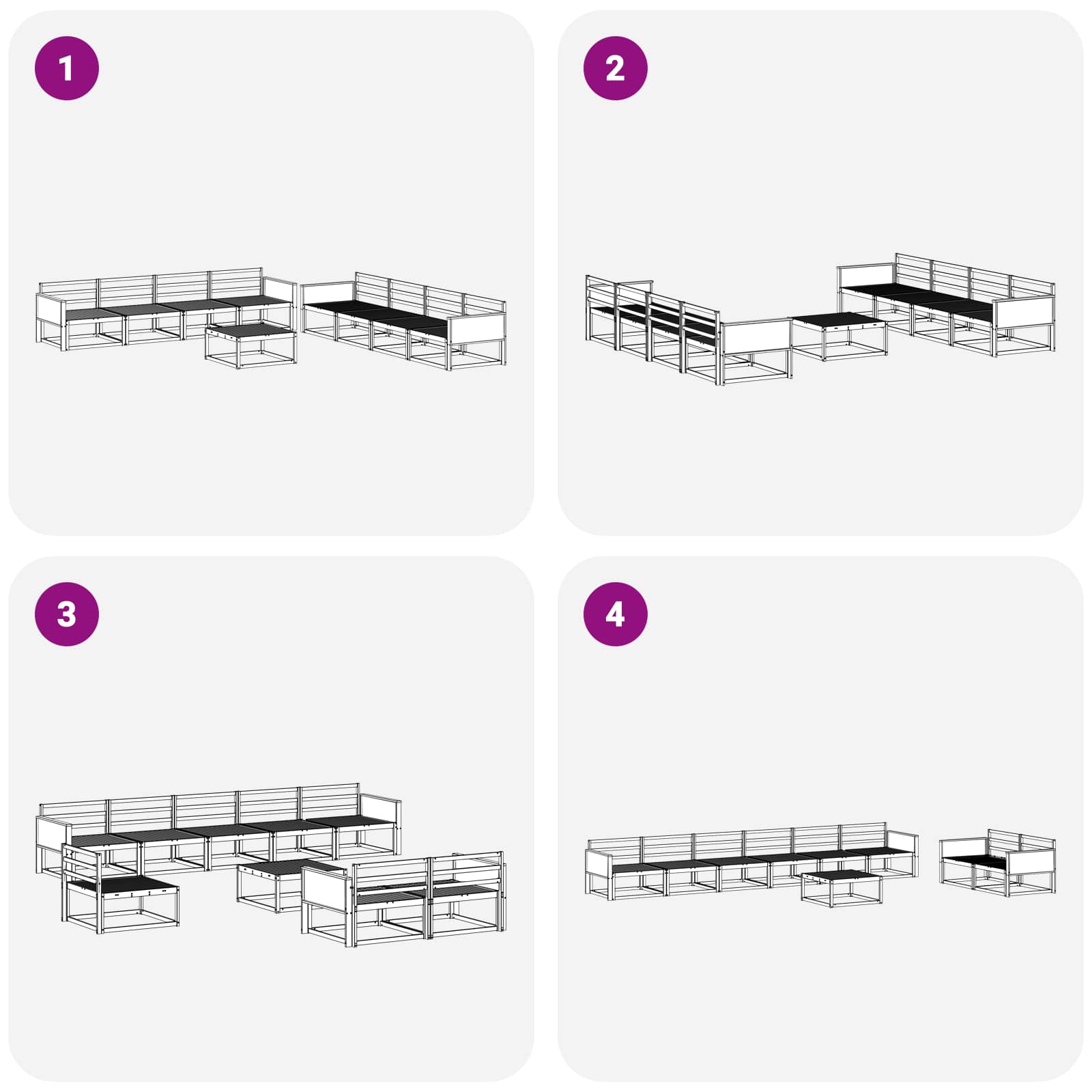 Outdoor-Sofagarnitur 9 pcs Natur Massivholz Akazie