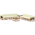 Outdoor-Sofagarnitur mit Kissen 9 pcs Natur und Creme