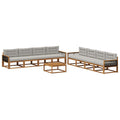 Outdoor-Sofagarnitur mit Kissen 9 pcs Natur und Hellgrau