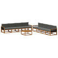 Outdoor-Sofagarnitur mit Kissen 9 pcs Natur und Anthrazit