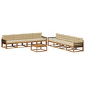 Outdoor-Sofagarnitur mit Kissen 9 pcs Natur und Beige