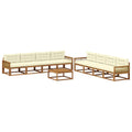 Outdoor-Sofagarnitur mit Kissen 9 pcs Natur und Creme