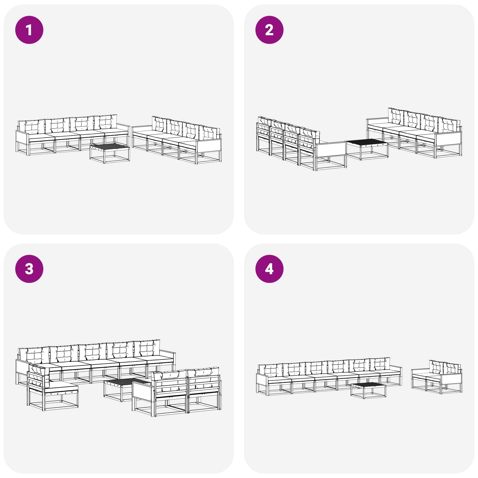 Outdoor-Sofagarnitur mit Kissen 9 pcs Natur und Beige
