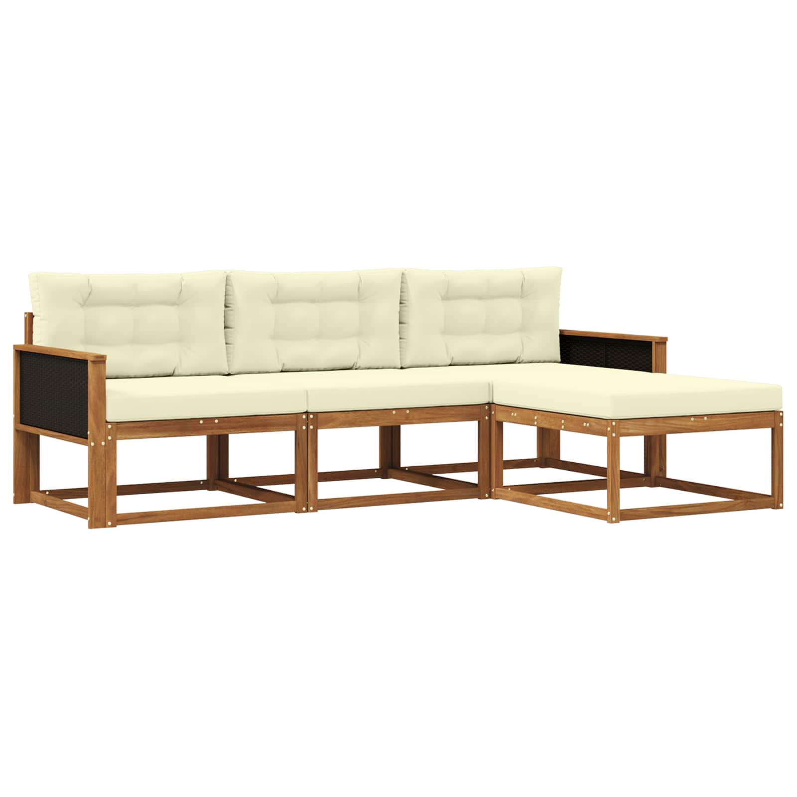 Outdoor-Sofagarnitur mit Kissen 4 pcs Natur und Creme