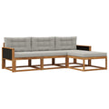 Outdoor-Sofagarnitur mit Kissen 4 pcs Natur und Hellgrau
