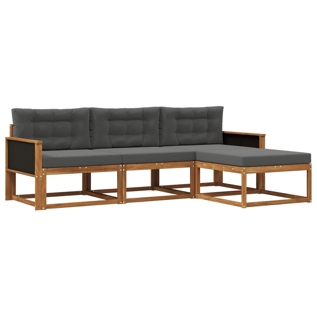 Outdoor-Sofagarnitur mit Kissen 4 pcs Natur und Anthrazit