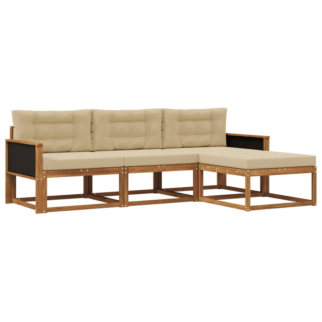 Outdoor-Sofagarnitur mit Kissen 4 pcs Natur und Beige