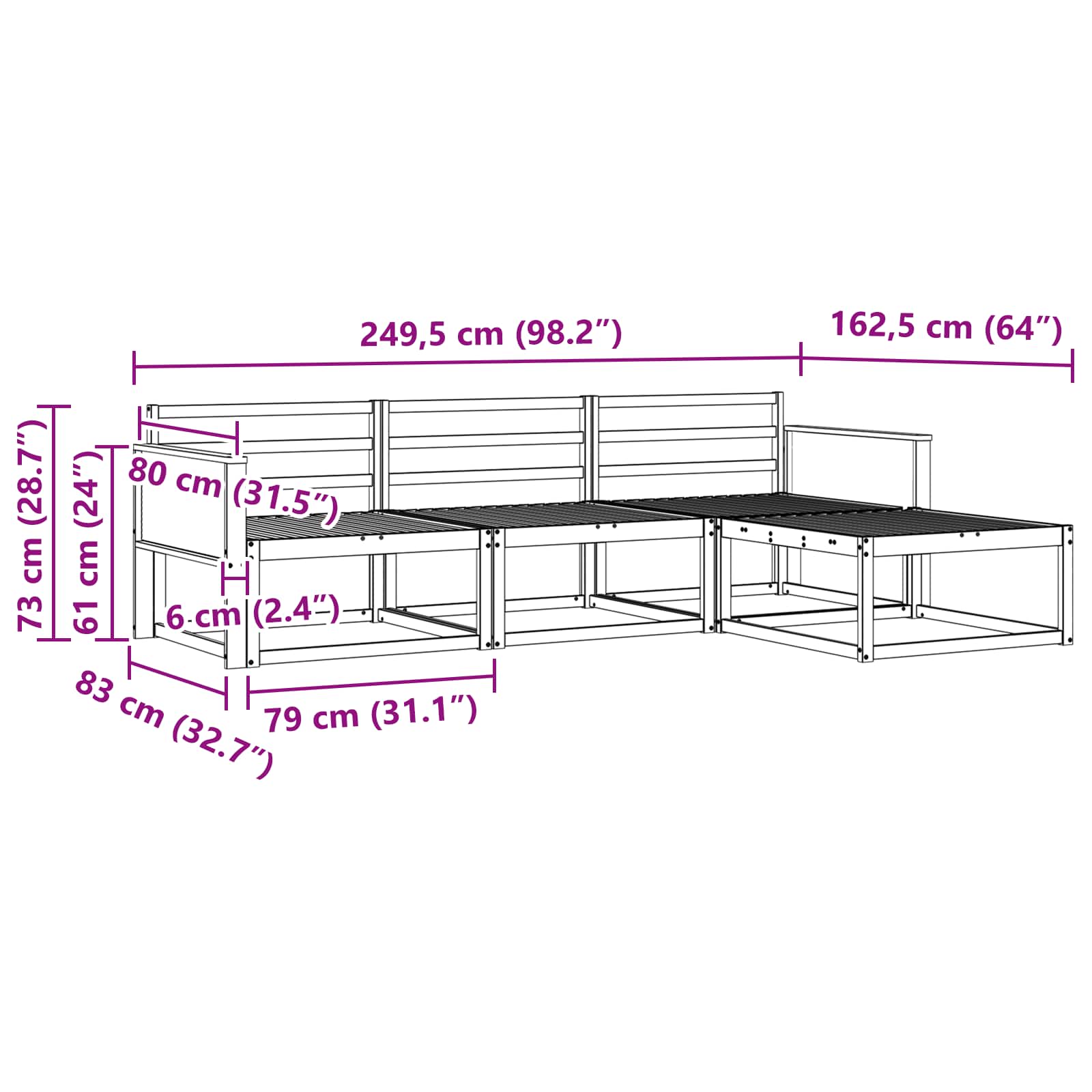 Outdoor-Sofagarnitur 4 pcs Natur Massivholz Akazie