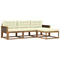 Outdoor-Sofagarnitur mit Kissen 4 pcs Natur und Creme