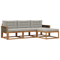 Outdoor-Sofagarnitur mit Kissen 4 pcs Natur und Hellgrau
