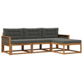 Outdoor-Sofagarnitur mit Kissen 4 pcs Natur und Anthrazit