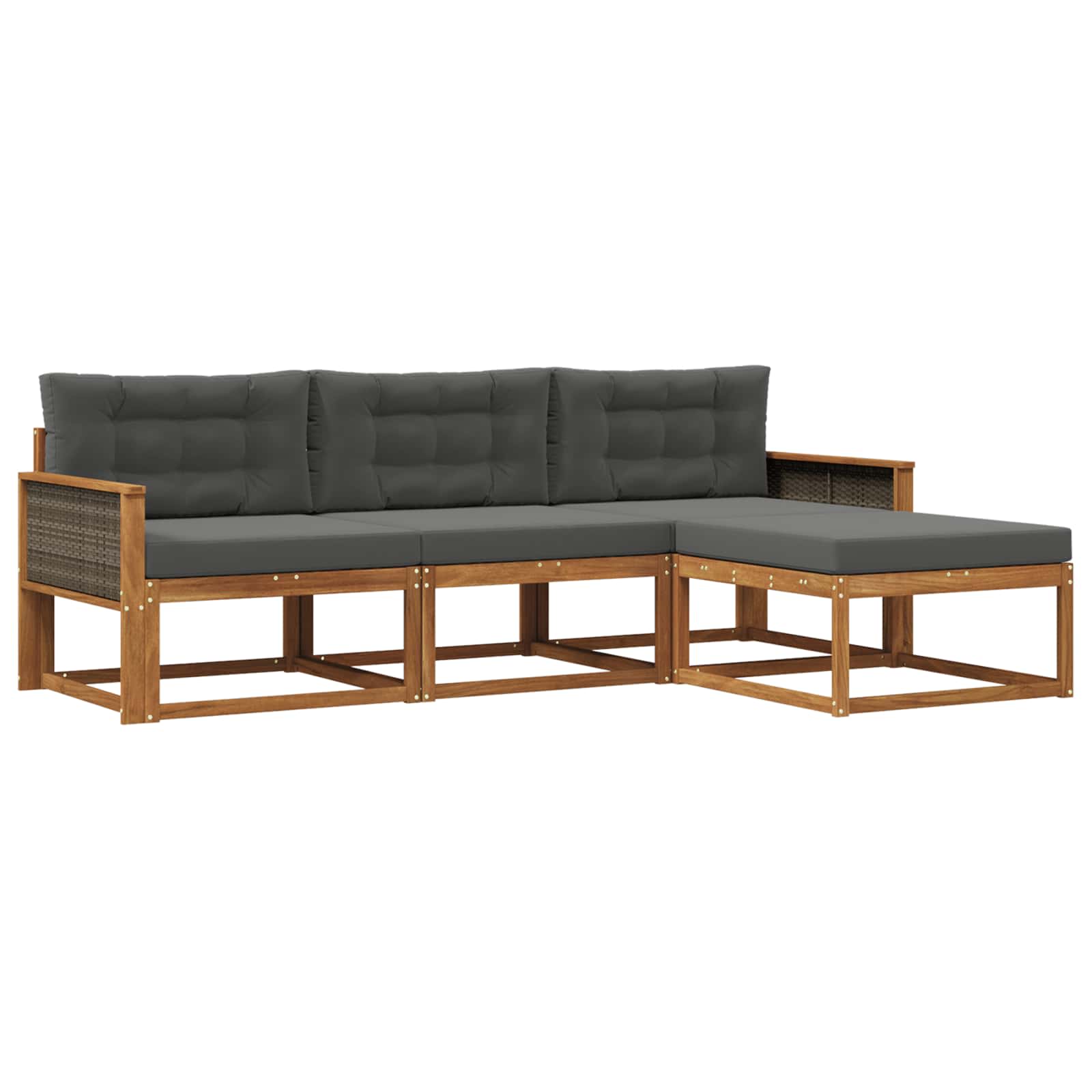 Outdoor-Sofagarnitur mit Kissen 4 pcs Natur und Anthrazit