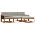 Outdoor-Sofagarnitur mit Kissen 4 pcs Natur und Hellgrau