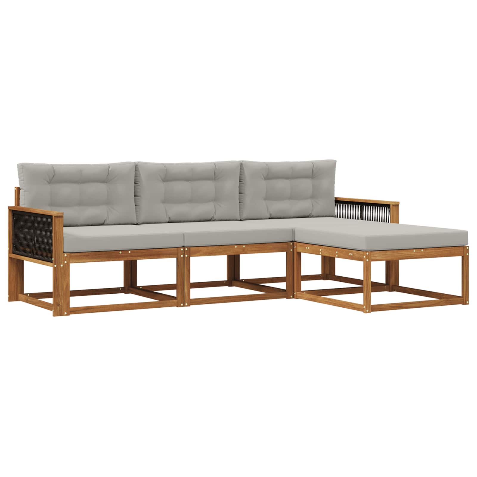 Outdoor-Sofagarnitur mit Kissen 4 pcs Natur und Hellgrau