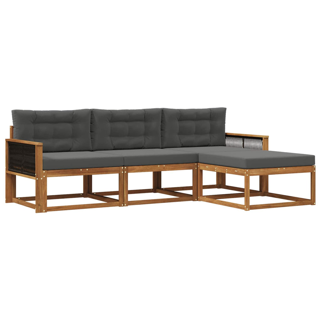Outdoor-Sofagarnitur mit Kissen 4 pcs Natur und Anthrazit