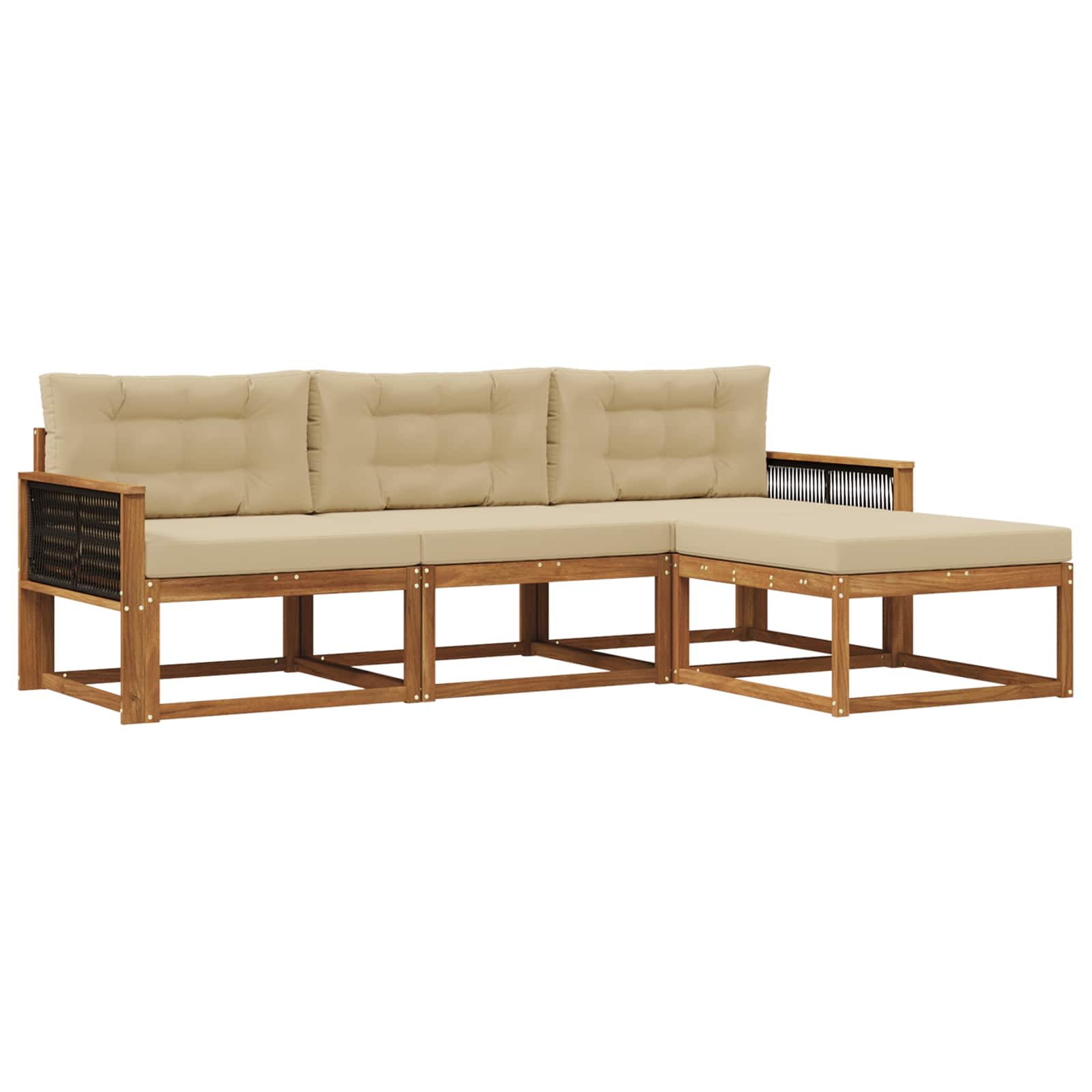 Outdoor-Sofagarnitur mit Kissen 4 pcs Natur und Beige