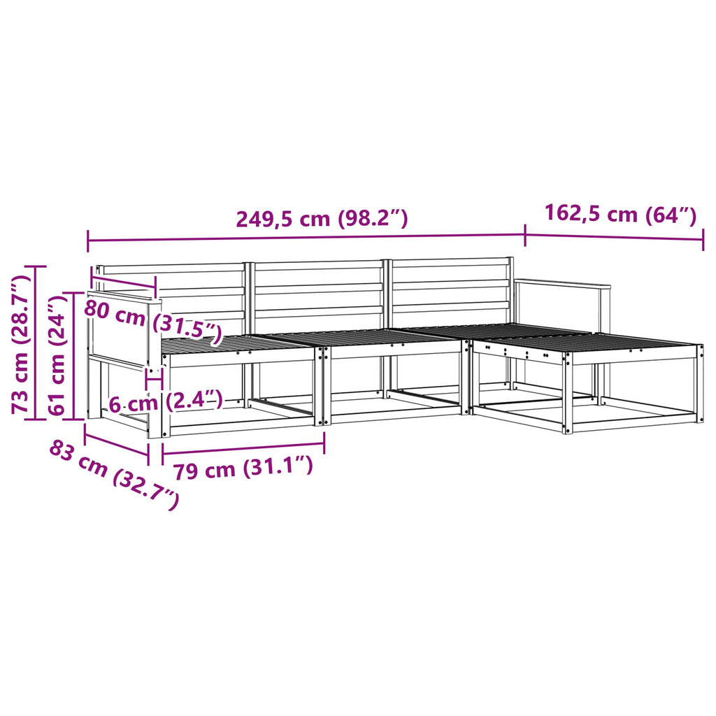 Outdoor-Sofagarnitur 4 pcs Natur Massivholz Akazie