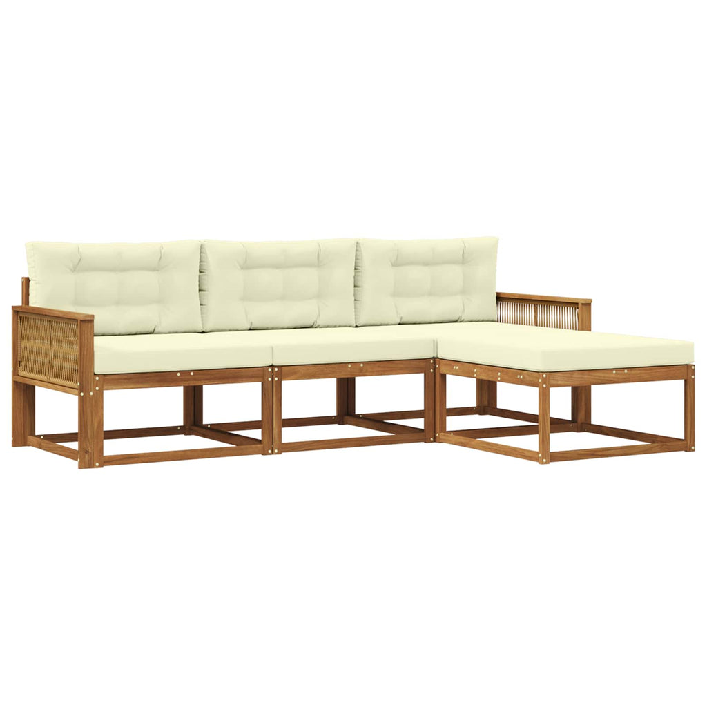 Outdoor-Sofagarnitur mit Kissen 4 pcs Natur und Creme