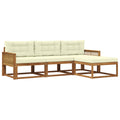 Outdoor-Sofagarnitur mit Kissen 4 pcs Natur und Creme
