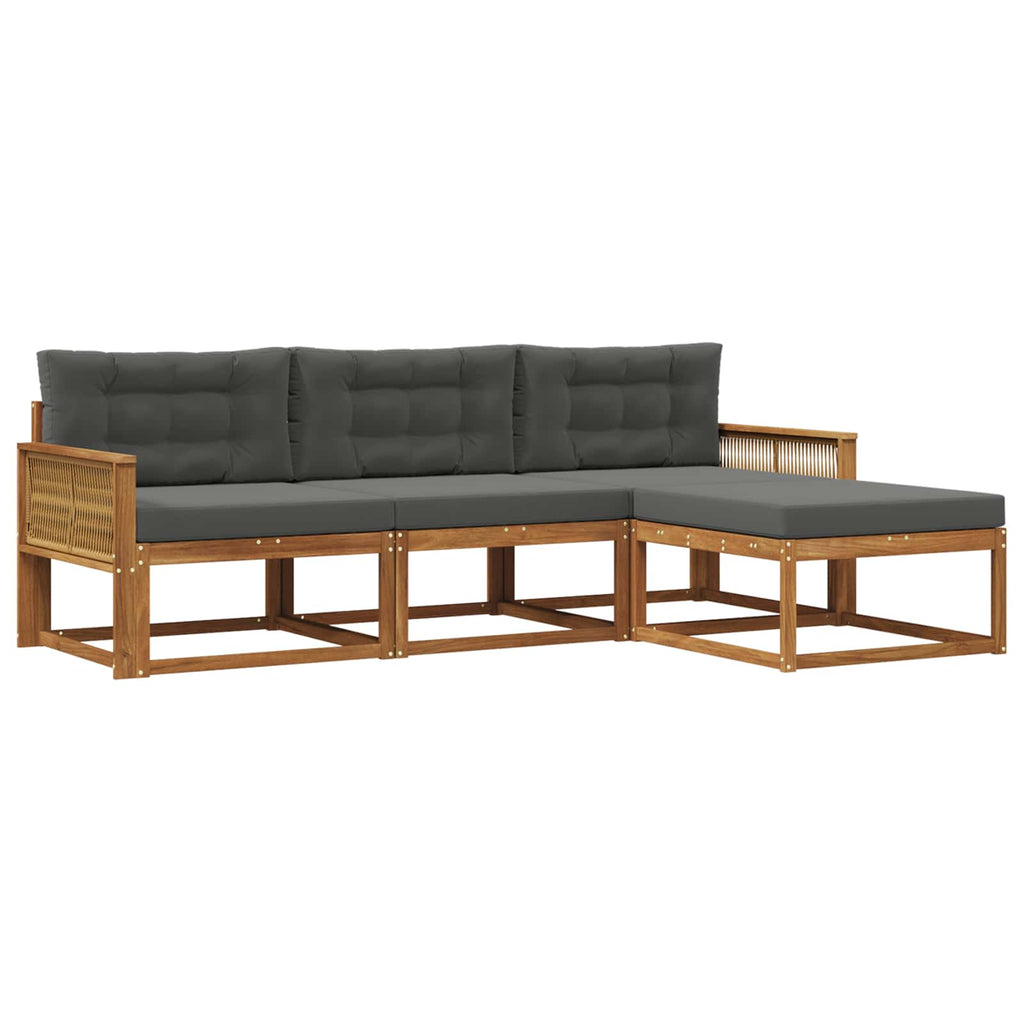 Outdoor-Sofagarnitur mit Kissen 4 pcs Natur und Anthrazit