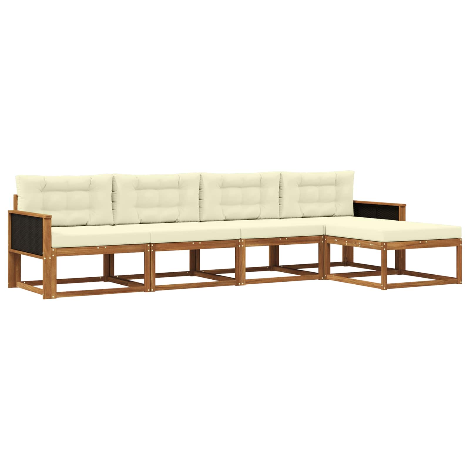 Outdoor-Sofagarnitur mit Kissen 5 pcs Natur und Creme