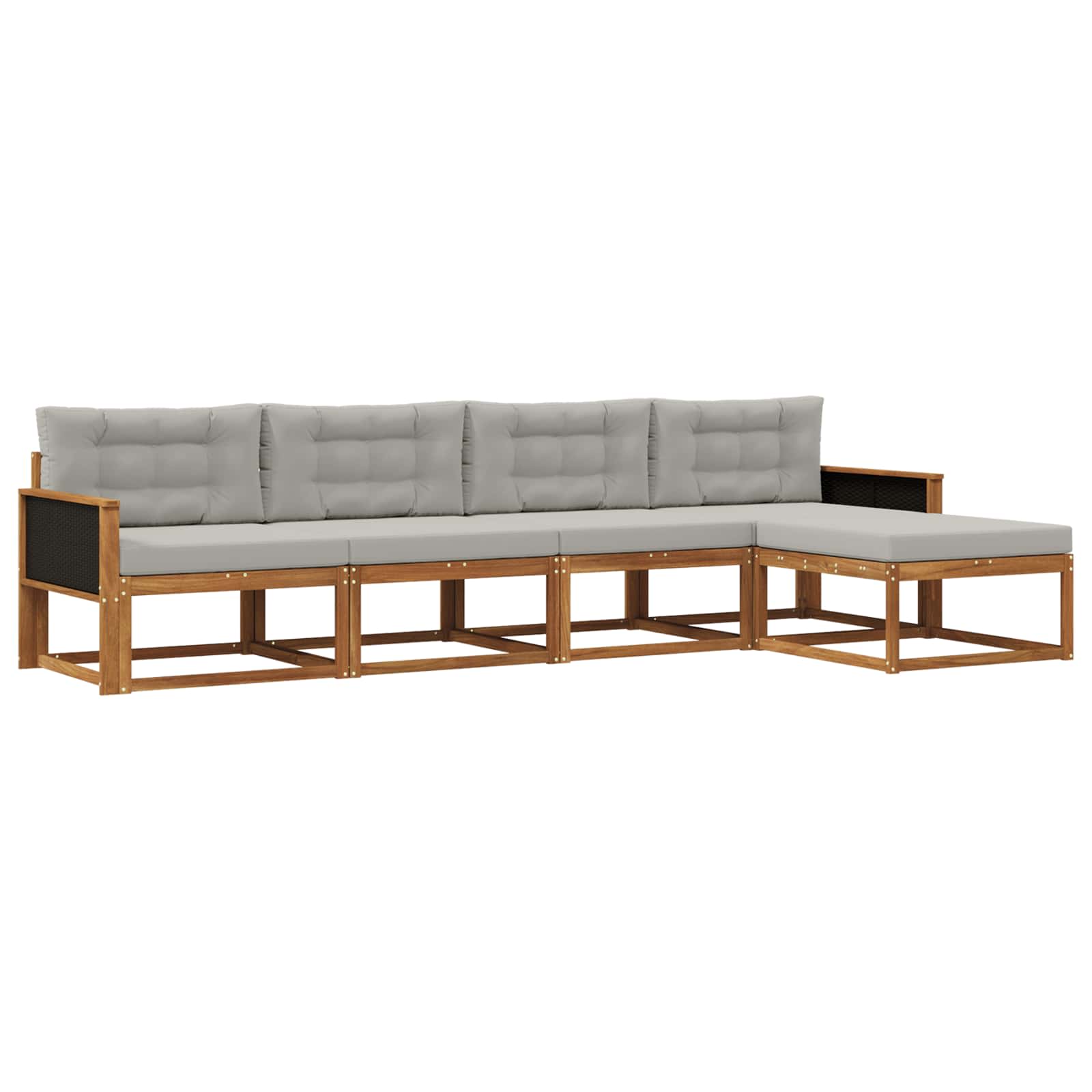 Outdoor-Sofagarnitur mit Kissen 5 pcs Natur und Hellgrau
