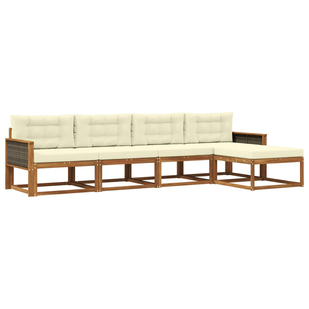 Outdoor-Sofagarnitur mit Kissen 5 pcs Natur und Creme