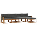 Outdoor-Sofagarnitur mit Kissen 5 pcs Natur und Anthrazit
