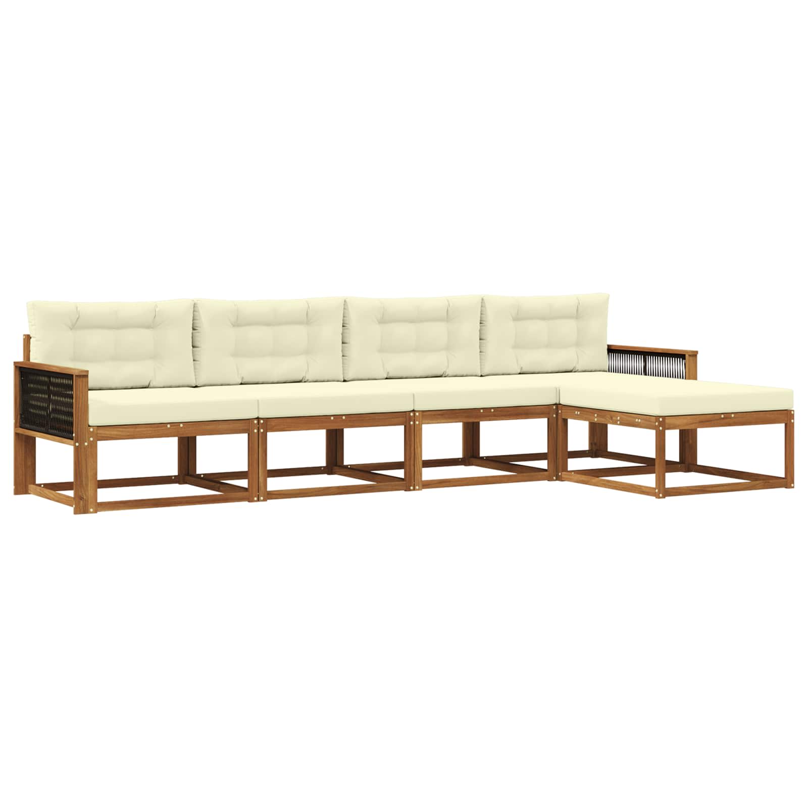 Outdoor-Sofagarnitur mit Kissen 5 pcs Natur und Creme
