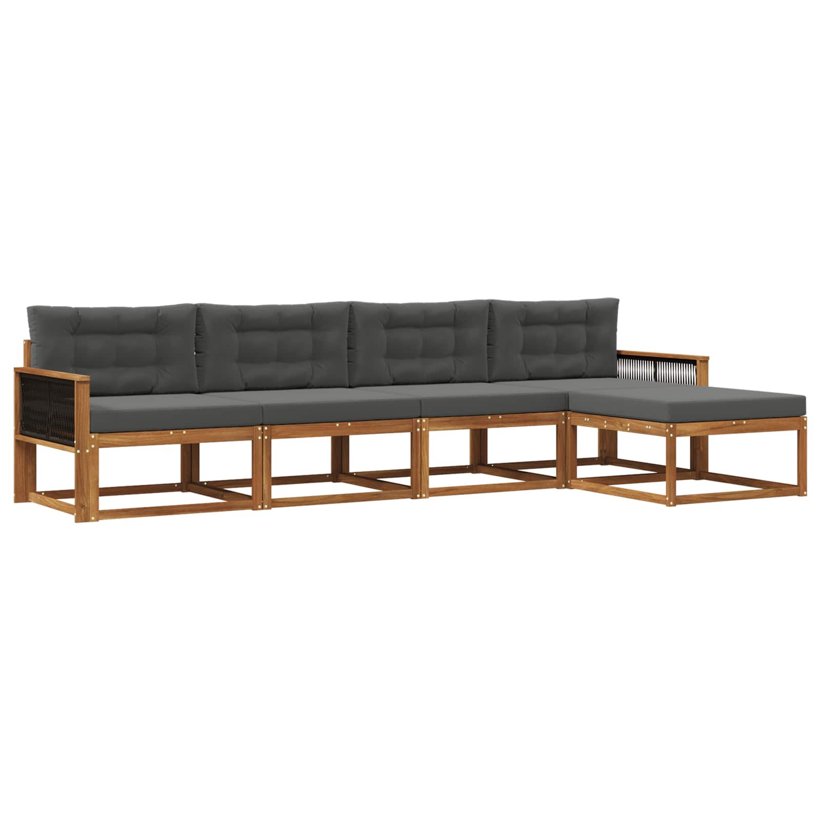 Outdoor-Sofagarnitur mit Kissen 5 pcs Natur und Anthrazit