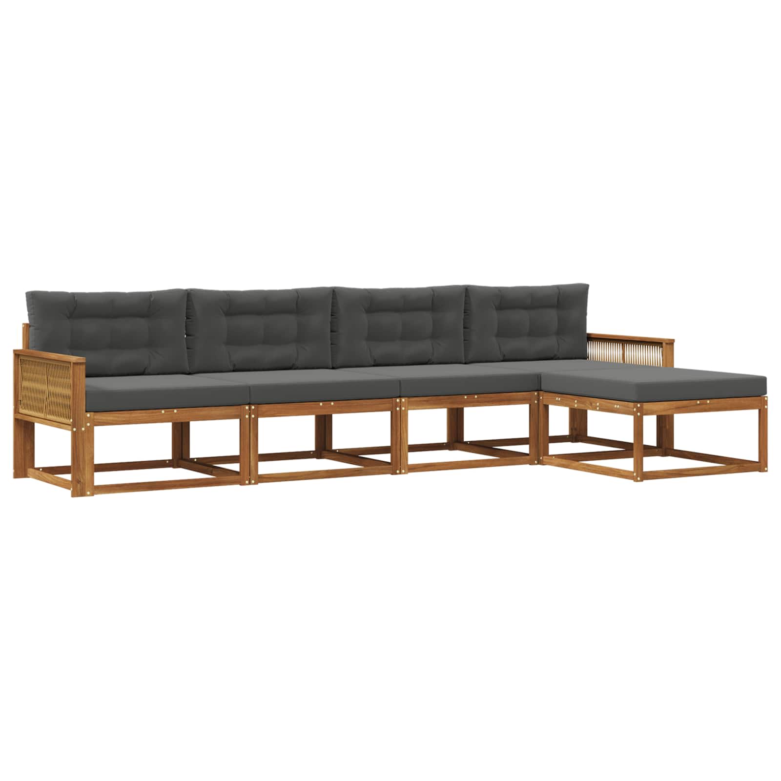 Outdoor-Sofagarnitur mit Kissen 5 pcs Natur und Anthrazit