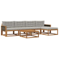 Outdoor-Sofagarnitur mit Kissen 6 pcs Natur und Hellgrau