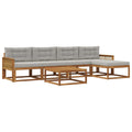 Outdoor-Sofagarnitur mit Kissen 6 pcs Natur und Hellgrau