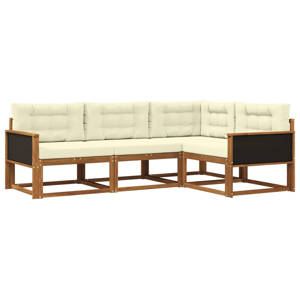 Outdoor-Sofagarnitur mit Kissen 4 pcs Natur und Creme