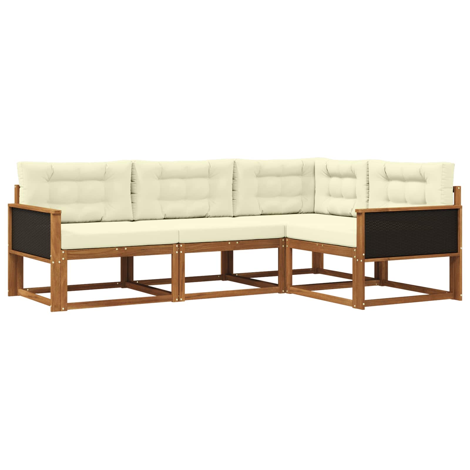 Outdoor-Sofagarnitur mit Kissen 4 pcs Natur und Creme