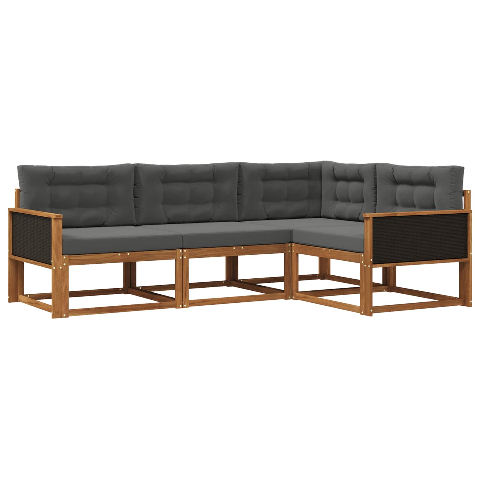 Outdoor-Sofagarnitur mit Kissen 4 pcs Natur und Anthrazit