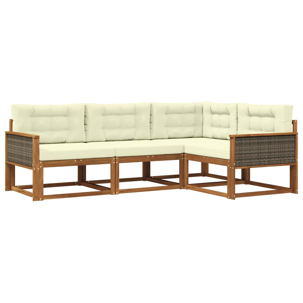 Outdoor-Sofagarnitur mit Kissen 4 pcs Natur und Creme