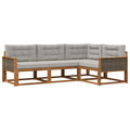 Outdoor-Sofagarnitur mit Kissen 4 pcs Natur und Hellgrau