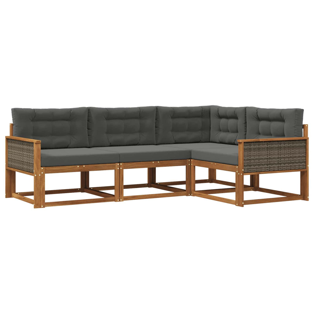 Outdoor-Sofagarnitur mit Kissen 4 pcs Natur und Anthrazit